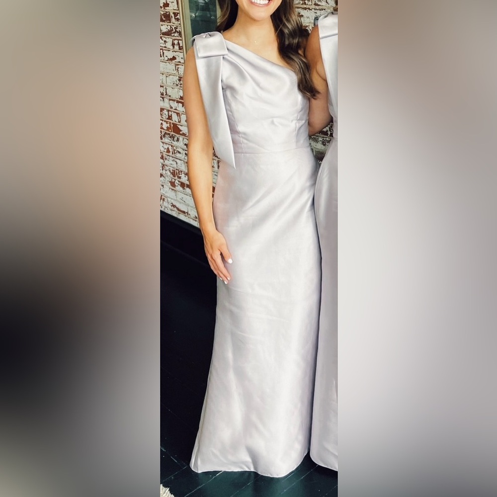 Amsale Silver Asymmetrical Gown